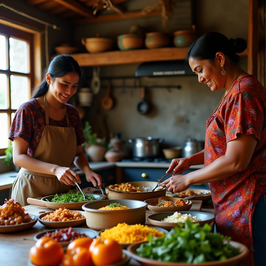Familia Álvarez cocinando juntos
